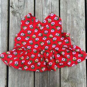 Floral Red Toddler Top Handmade